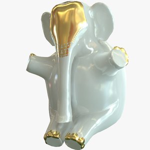 3D model porcelain elephant statuette figurine