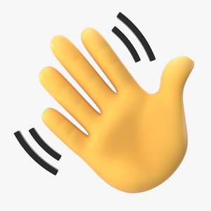3D waving hand emoji model