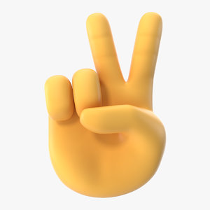 3D model victory hand sign emoji