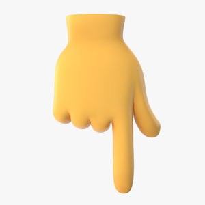 3D backhand index pointing emoji model