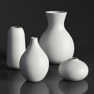 3D restoration matte white glass vase