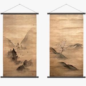 3d model of hanging wall scrolls