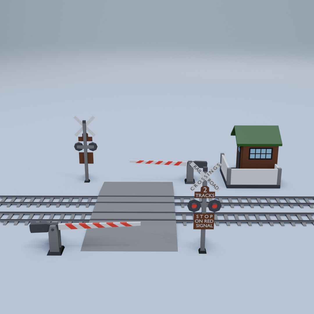 Railroad crossing model TurboSquid 1550943