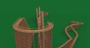 wooden roller coaster model