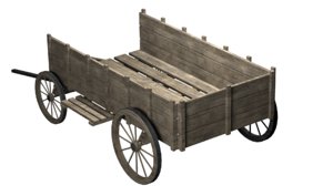 wooden cart 3D
