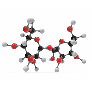 3D sucrose molecule c12h22o11 modeled model