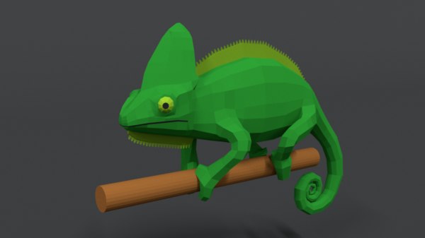 Low Poly Cartoon Chamaleon 3d Modell Turbosquid 1551496