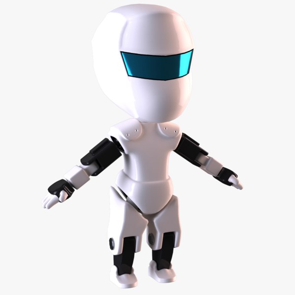 realistic chibi robot character 3D model