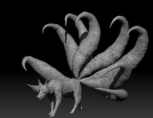 3D 9 tailed fox model