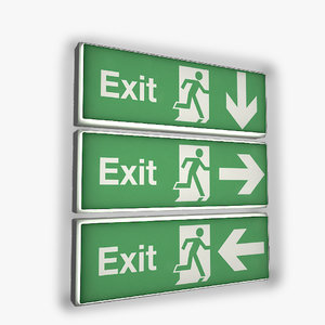 emergency exit sign light 3d model