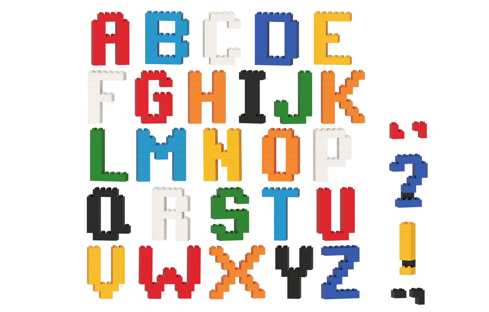 Lego brick alphabet 3D model - TurboSquid 1552946