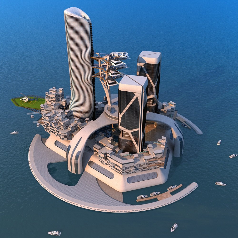 3D future maritime city - TurboSquid 1553980