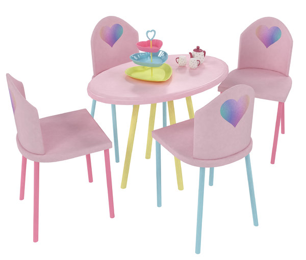 Kids Table Chairs Set 3d Turbosquid, Youth Table And Chairs Set