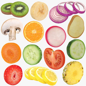 3D vegetable fruit slice model