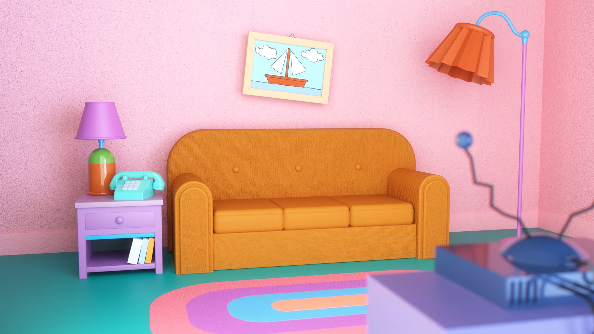 The Simpsons couch scene 3D 모델 TurboSquid 1554087