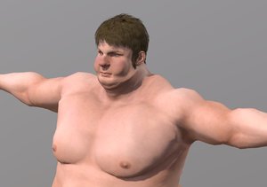 3D model character rigged naked