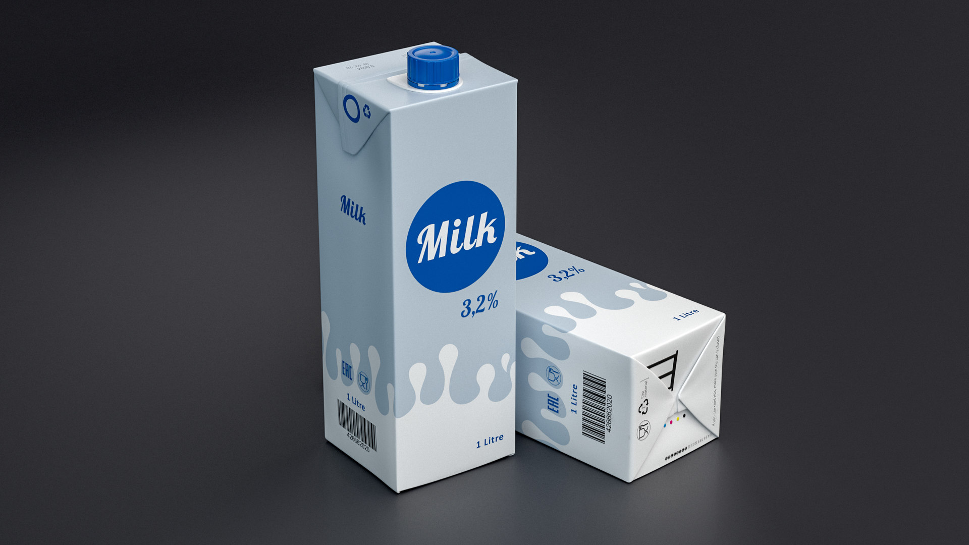 Milk carton package 1l 3D model - TurboSquid 1554768