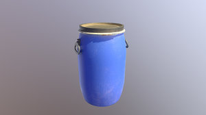 3D blue plastic barrel model
