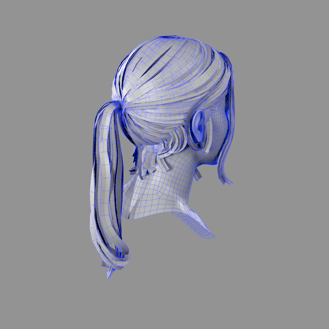 Realtime Bun Tail Hairstyle 3d Model Turbosquid 1555309 