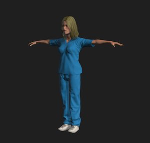 nurse character rigged 3D model