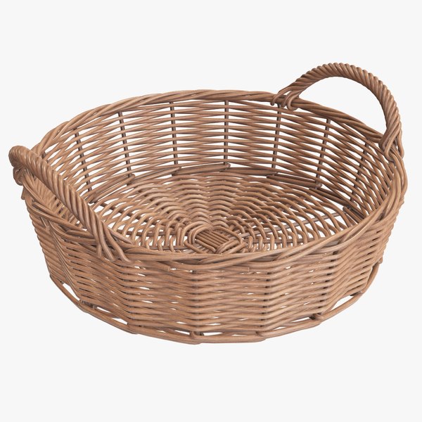 3D wicker basket brown model