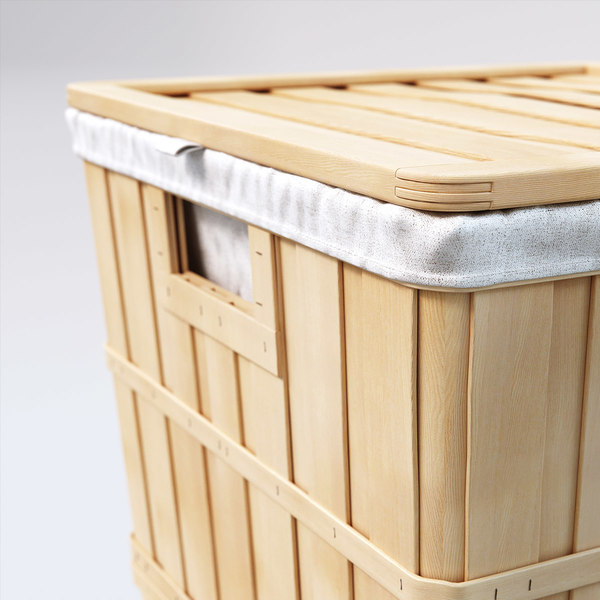 3d Wooden Laundry Basket Turbosquid, Wooden Laundry Box With Lid
