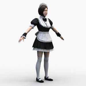 3D japanese maid outfit girl model