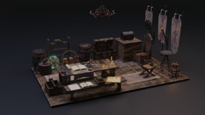 3D model medieval furniture
