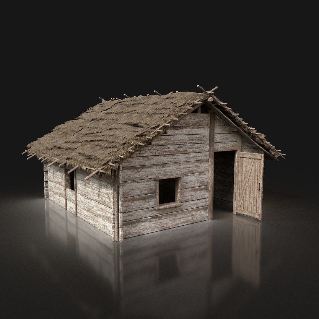 3D Model Aaa Wooden Thatched Cottage - TurboSquid 1555921