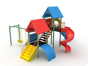 3D metal playground slide model