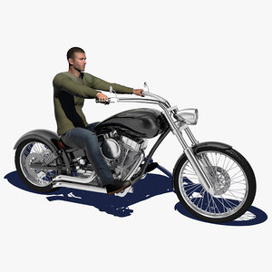 motorcycle rigged rider 3D model