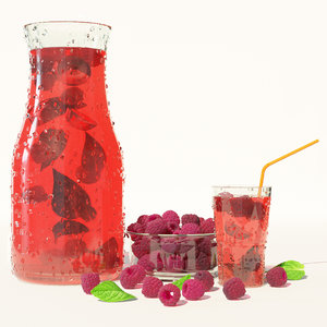 3D model raspberry lemonade glass
