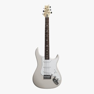 3D paul silver sky guitar model
