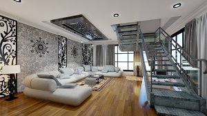 modern living room 1 3D model