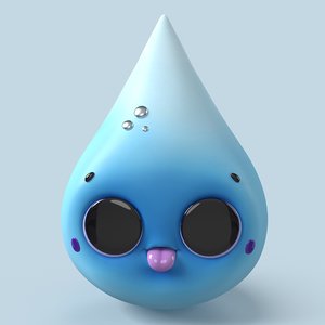 kavaii water drop 3D model