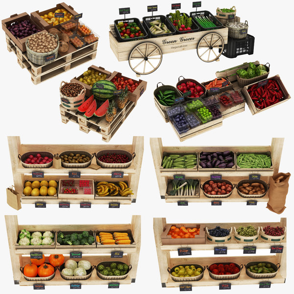 3D model fruit vegatables display stand