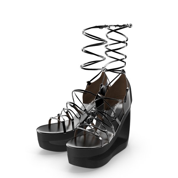 black platform tie sandals