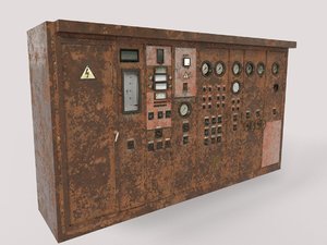 3D old abandoned factory control panel model