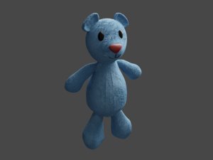 3D teddy bear blue model