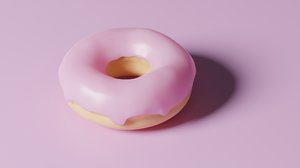 3D model strawberry donut