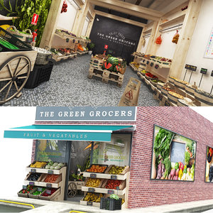 greengrocer 01 green stands 3D