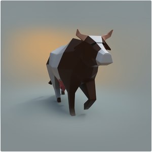 cow rigged animation 3D model