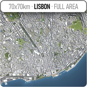 3D city lisbon surrounding - model