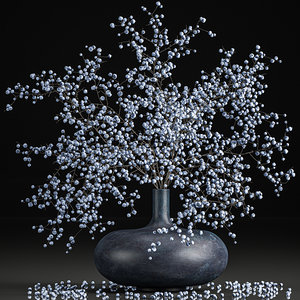 decorative bouquet branches blueberries 3D model