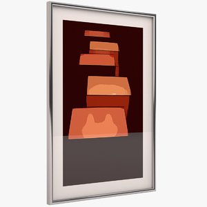 3d framed modern art chrome model