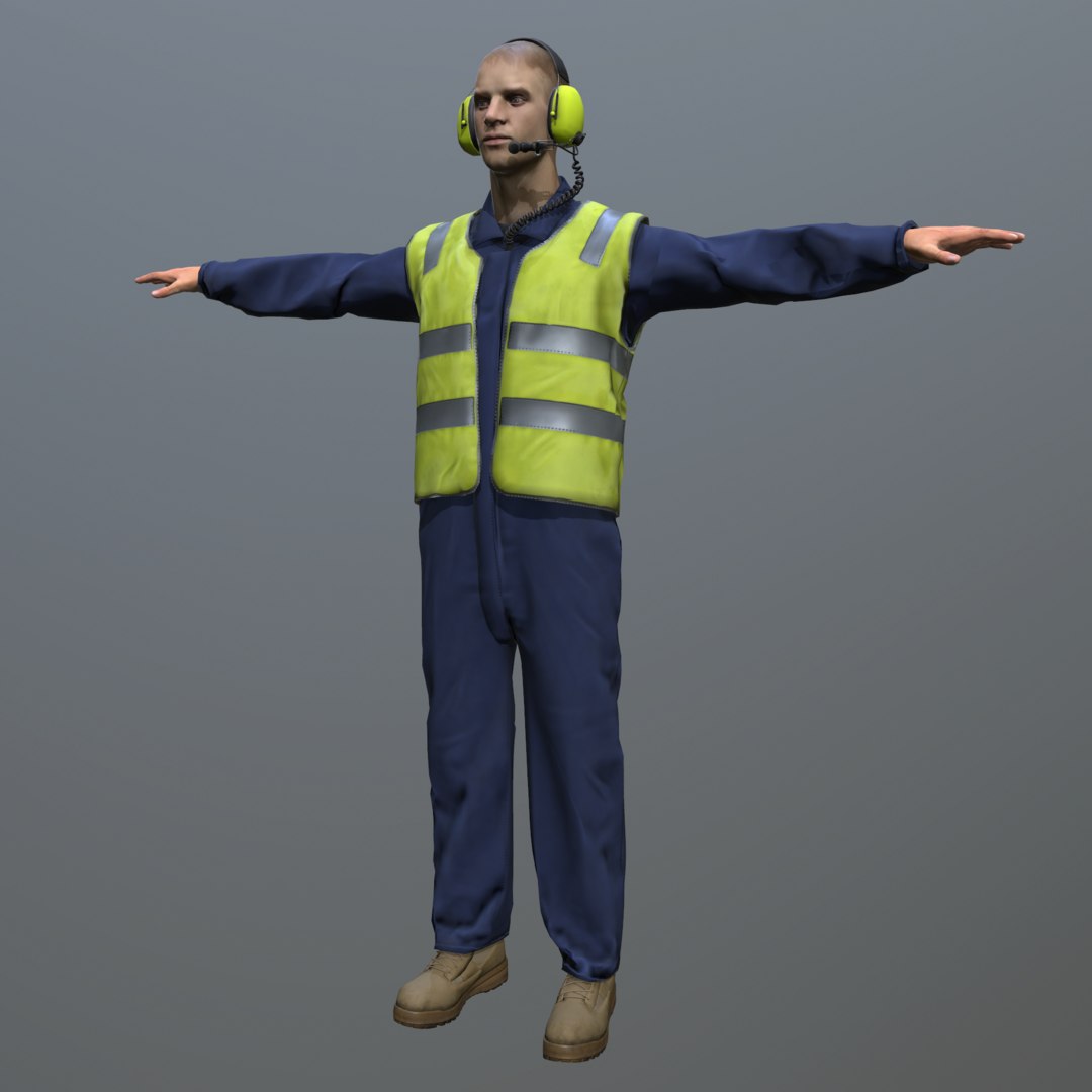 Marshaller airport ground crew 3D TurboSquid 1550180