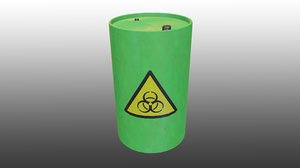 barrel biohazard waste industry 3D model
