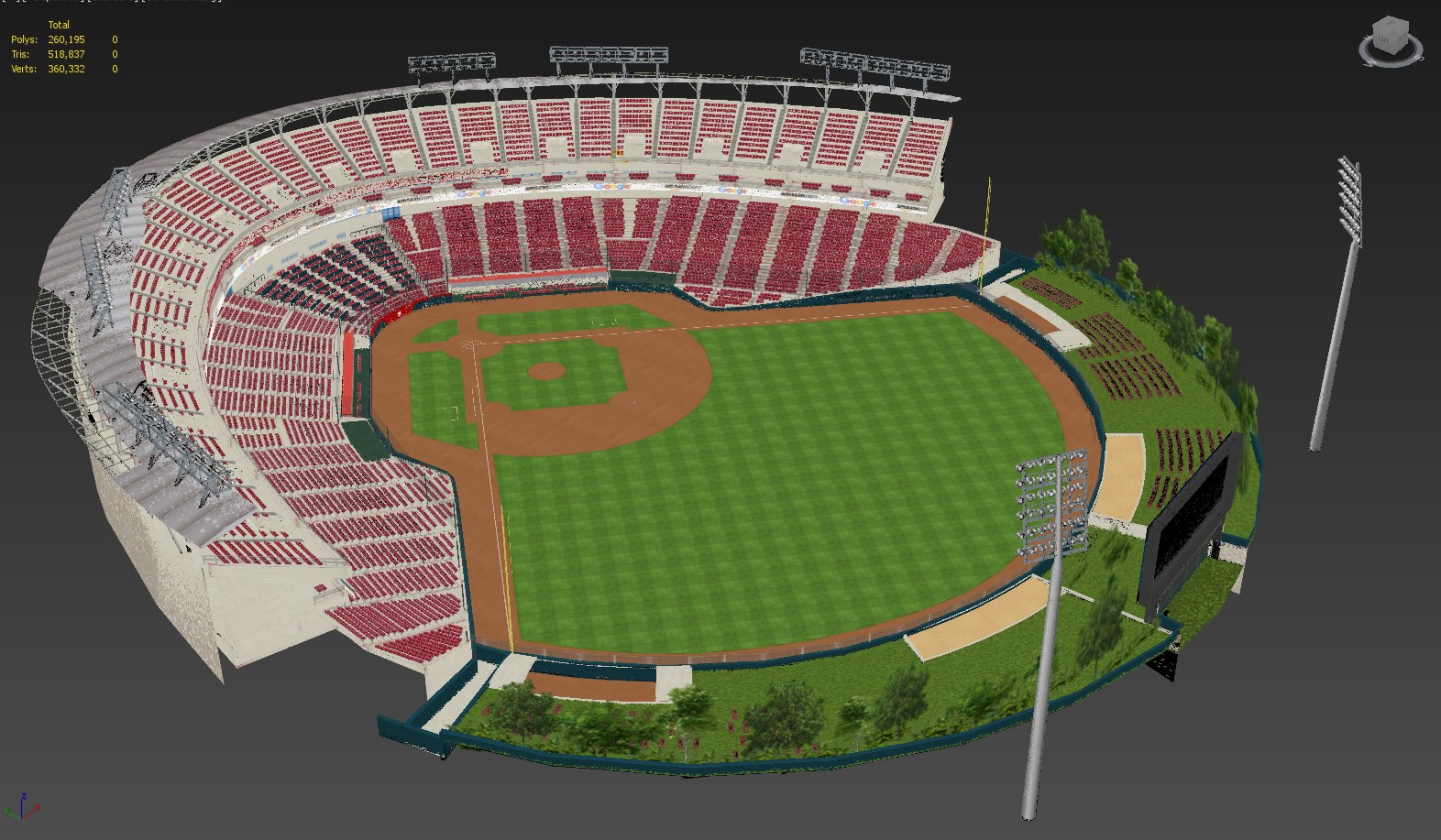 3D model baseball stadium TurboSquid 1562379