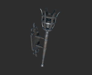 3D model medieval torch