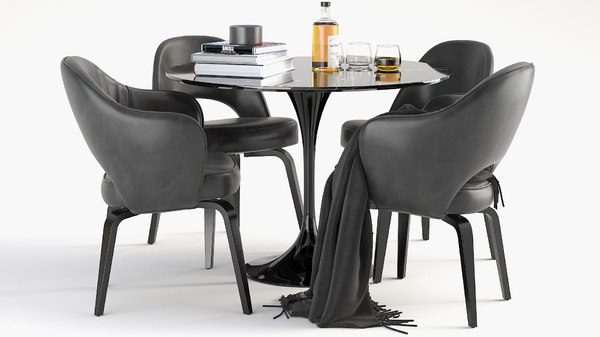 Saarinen Knoll Dining Table 3d, Knoll Dining Room Chairs